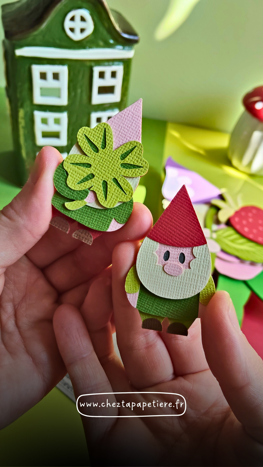 aimant nain de jardin papier fait main creation artisanale decoration frigo amapola