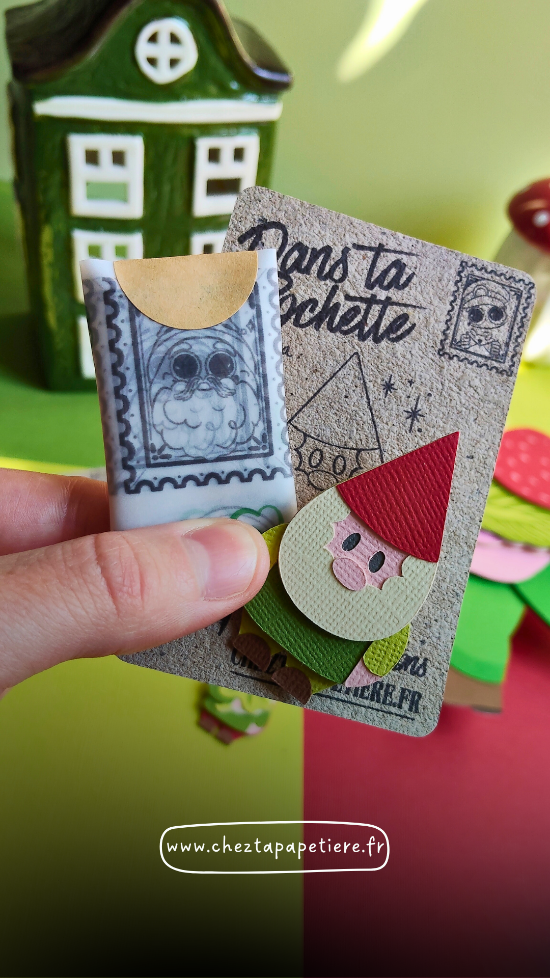 aimant nain de jardin papier fait main creation artisanale decoration frigo amapola