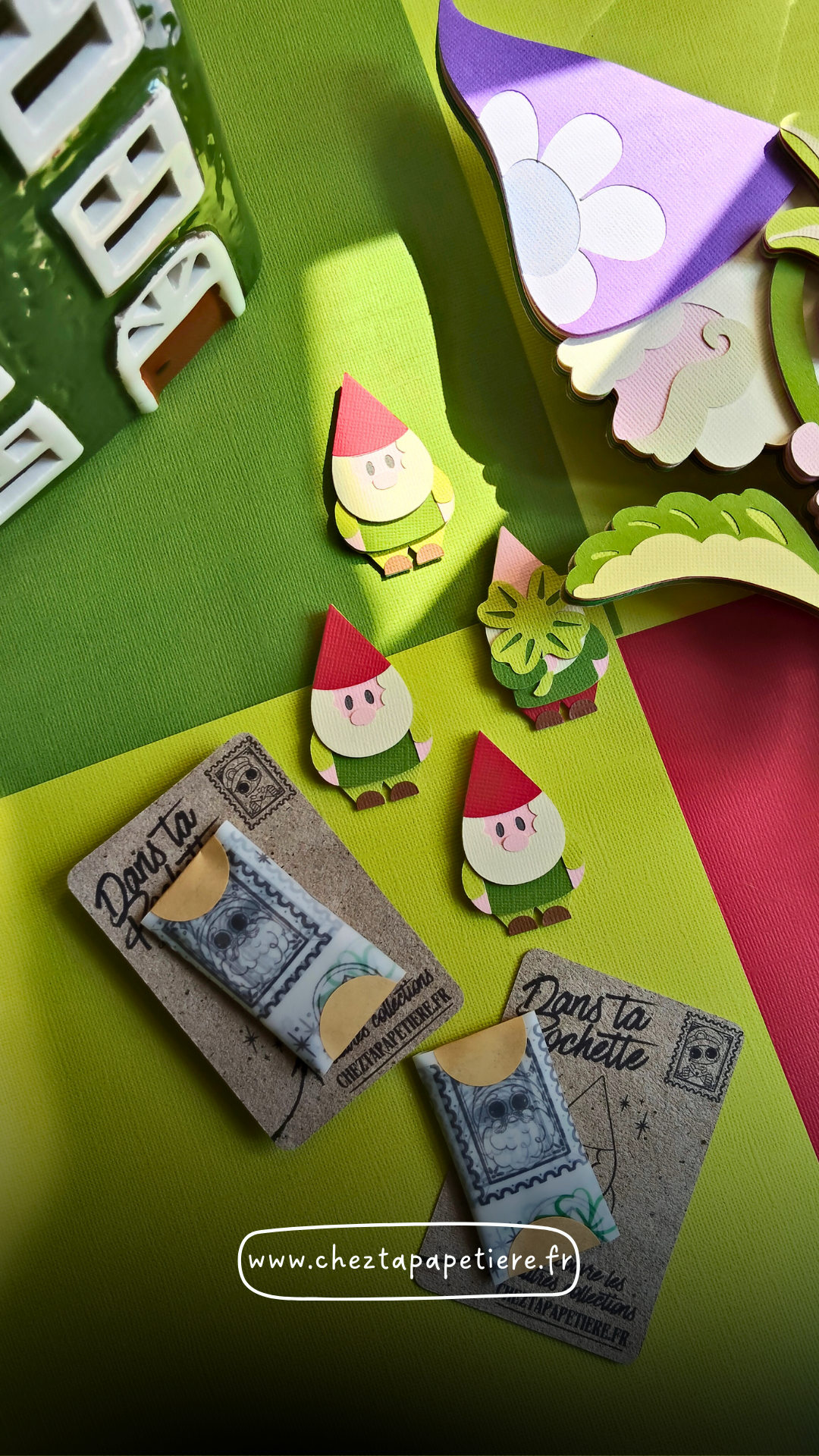 aimant nain de jardin papier fait main creation artisanale decoration frigo amapola